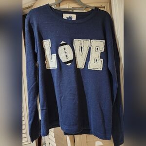 Just Madison Navy Love Football Graphic Sweatshirt S NWOT